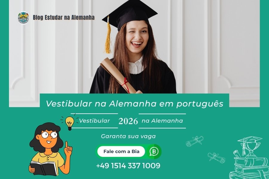 Universitário 3 com um canudo de diploma na mão: Vestibular na Alemanha em português (1)