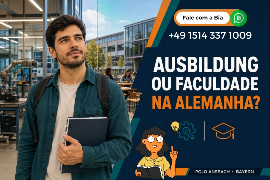 Estudante brasileiro escolhendo entre Ausbildung e faculdade na Alemanha